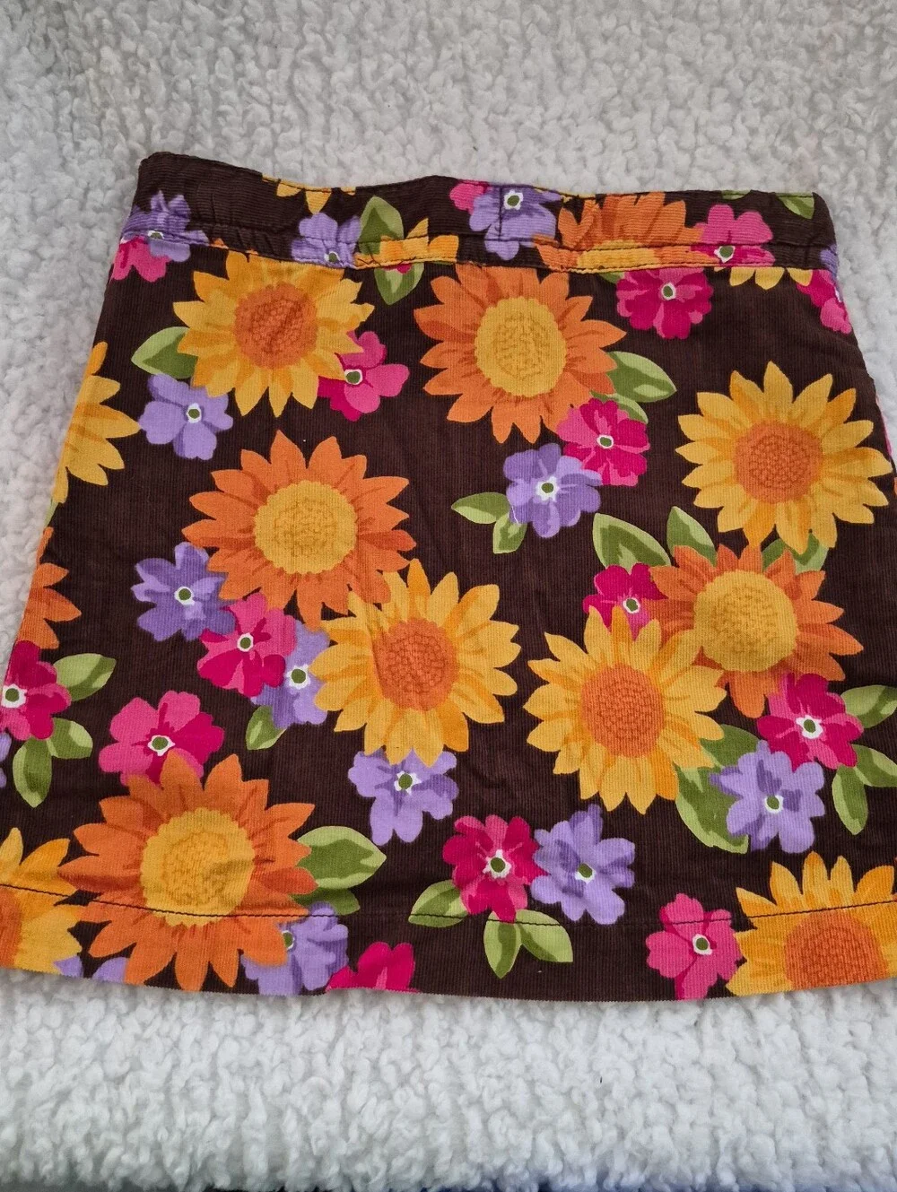 Gymboree Fall Flowers Corduroy Skirt A-Line Girls 7 School Pumpkin Adjust Waist
